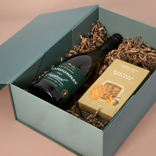 Weinbox Chardonney mit Honig Senf Waffeln