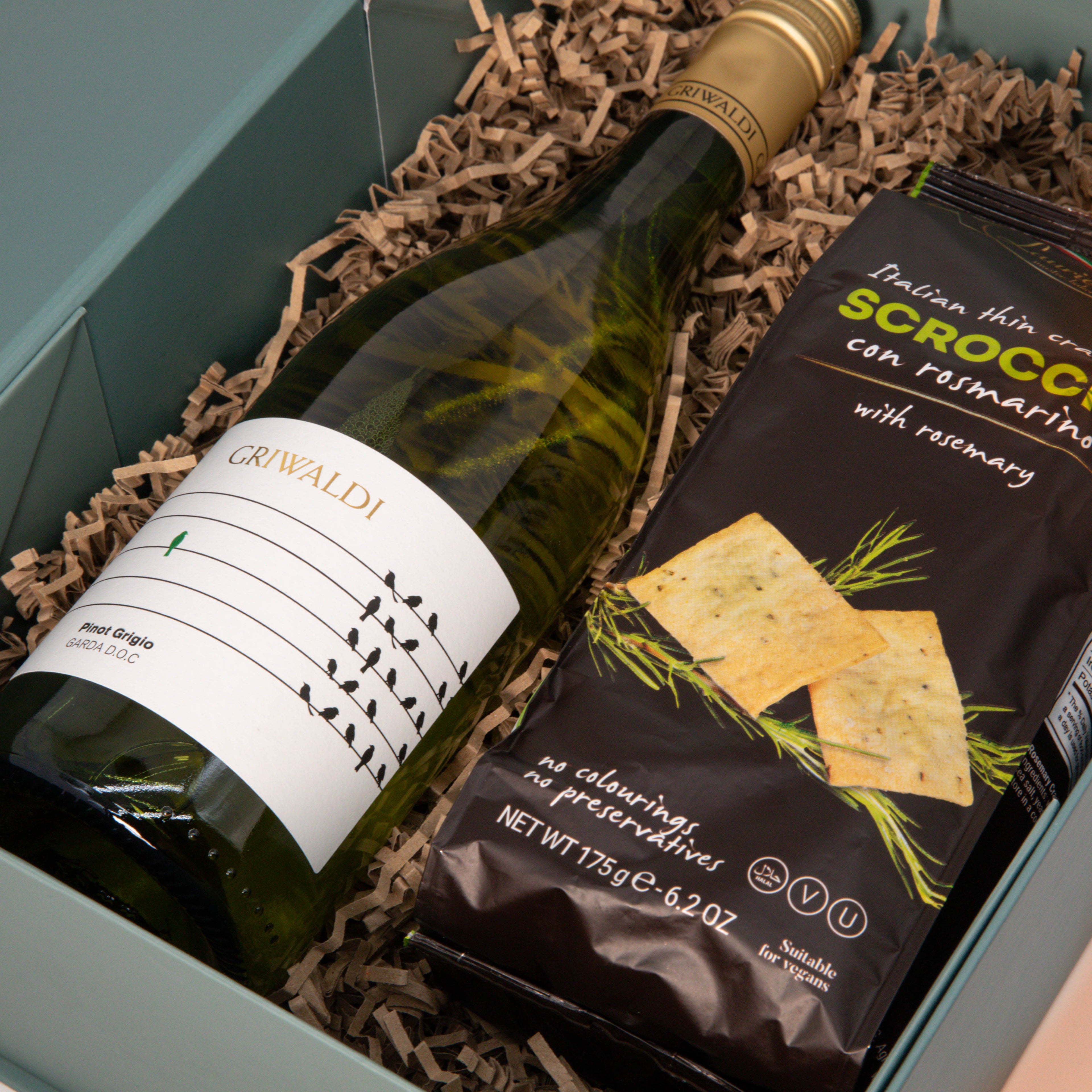 Weinbox Pinot Grigio mit Scrocchi Rosmarino