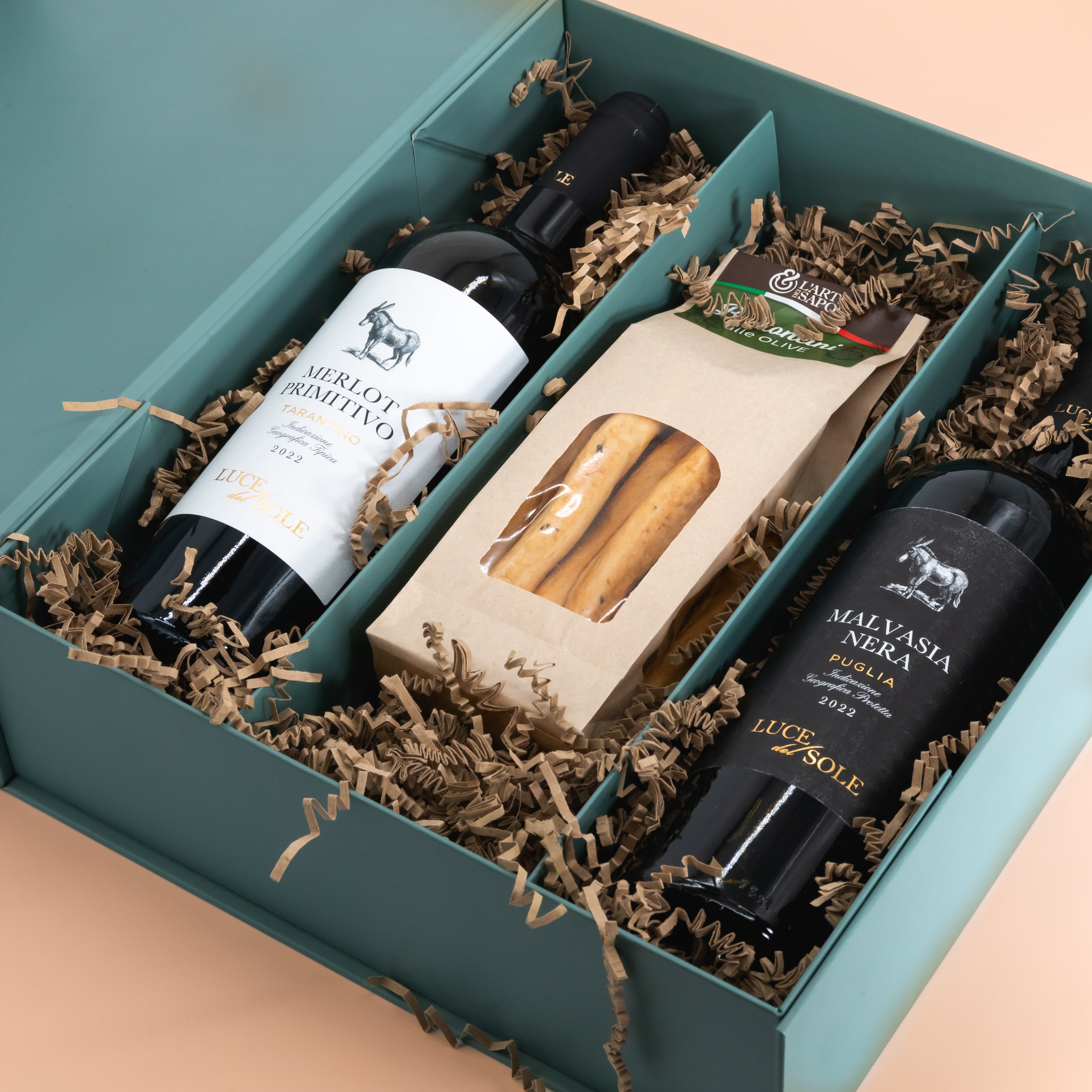 Weinbox Italien mit Premium Sticks Olive